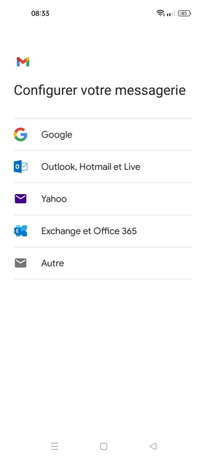 Sélectionnez Outlook, Hotmail et Live