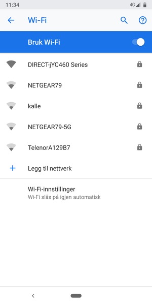 Velg det trådløse nettverket du vil koble til