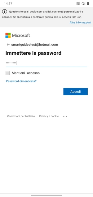 Inserisci la tua password e seleziona Accedi