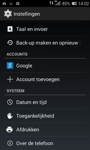 Scroll naar en selecteer Over de telefoon