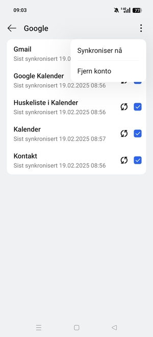 Velg Synkroniser nå