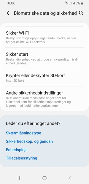 Scroll til og vælg Andre sikkerhedsindstillinger
