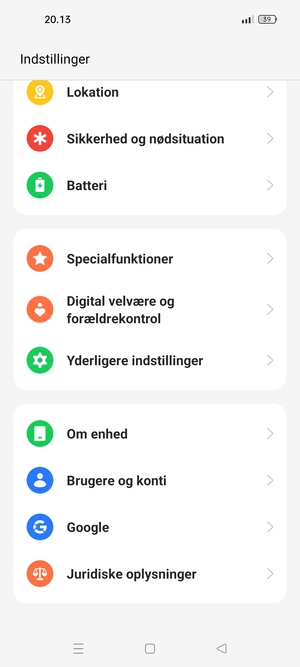 Scroll til og vælg Yderligere indstillinger