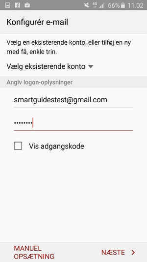 Indtast din Gmail eller Hotmail adresse og adgangskode. Vælg NÆSTE