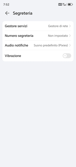 Seleziona Numero segreteria
