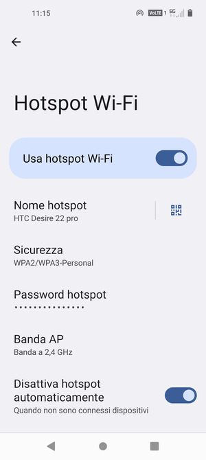 Il telefono è ora pronto per essere usato come modem