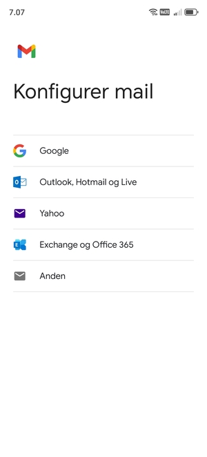 Vælg Outlook, Hotmail og Live