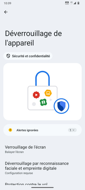 Sélectionnez Verrouillage de l'écran