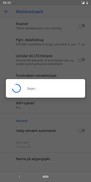 Afvent at søgningen er afsluttet
