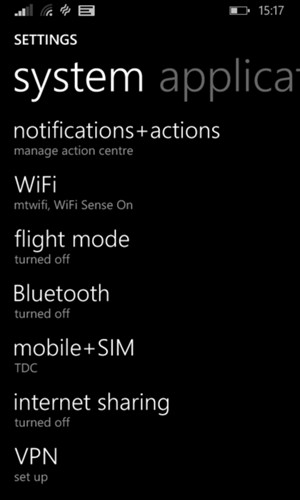 Scroll to and select mobile  + SIM