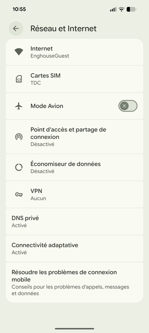 Sélectionnez Cartes SIM