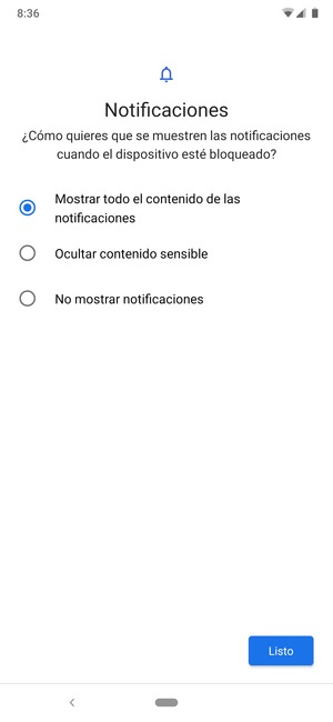 Seleccione la opción deseada y seleccione Listo