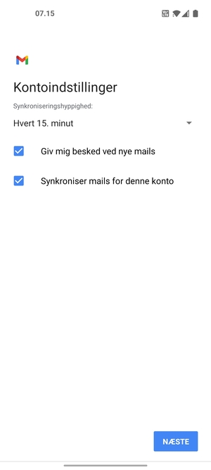 Vælg NÆSTE