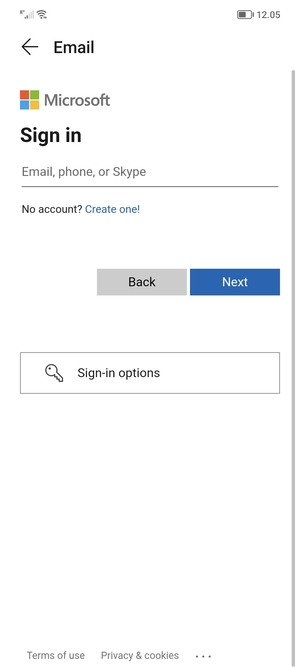Enter your Hotmail address and select Next