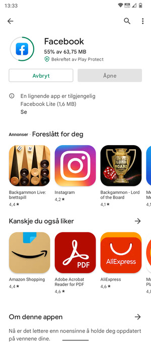 Vent til installasjonen er ferdig