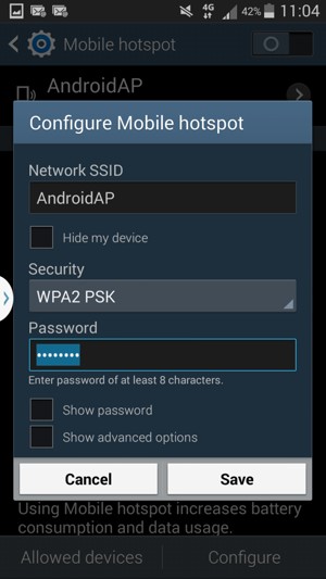 Enter a password of at least 8 characters and select Save
