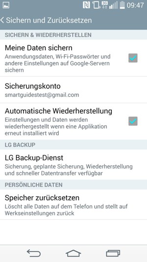 Wählen Sie Sicherungskonto