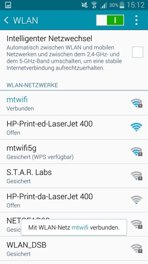 Sie sind nun mit dem WLAN-Netzwerk verbunden