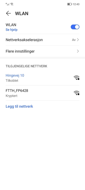 Du er nå koblet til Wi-Fi-nettverket