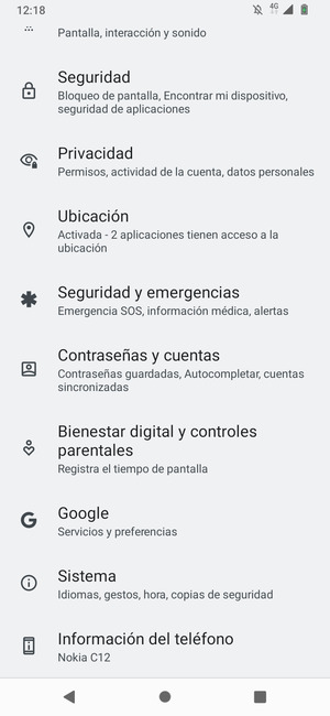 Desplácese y seleccione Sistema