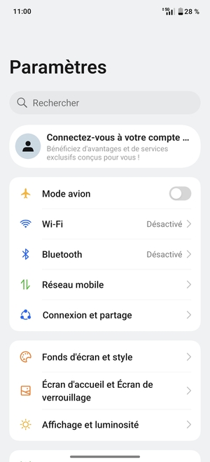 Sélectionnez Connexion et partage
