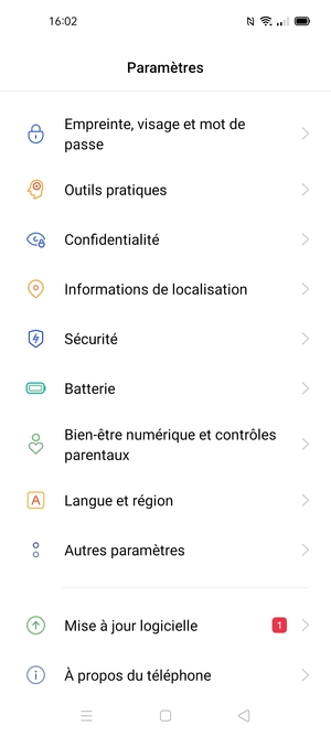 Faites défiler et sélectionnez Sécurité