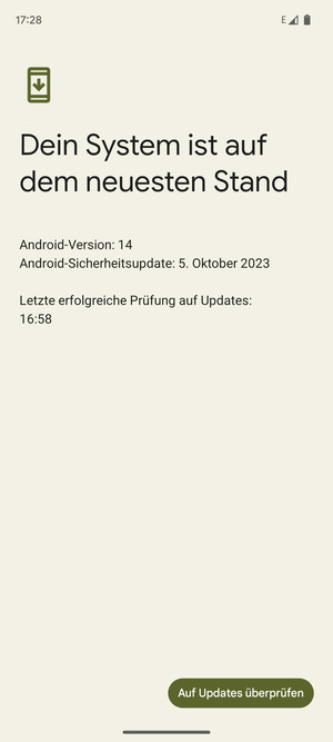 Falls Ihr Handy aktualisiert ist, wird Ihnen der folgende Bildschirm angezeigt
