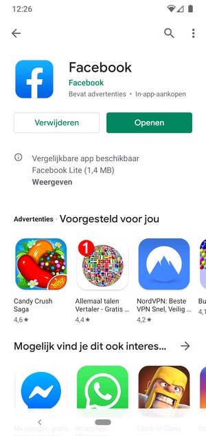Selecteer Openen
