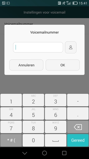 Voer het Voicemailnummerr in en selecteer OK