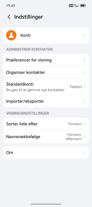 Vælg Importér/eksportér