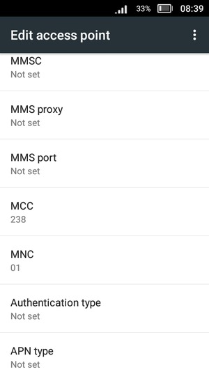 Scroll down and enter MMS information