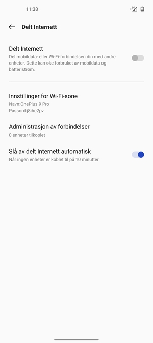 Velg Innstillinger for Wi-Fi-sone