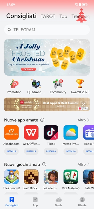 Seleziona la barra di ricerca