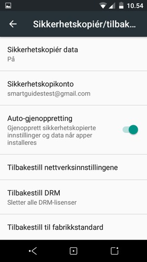 Velg Sikkerhetskopikonto