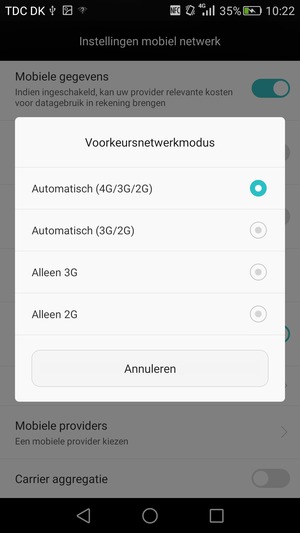 Selecteer Alleen 2G om 2G in te schakelen