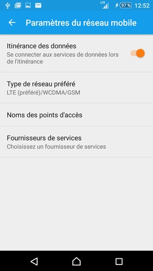Activer ou désactiver Itinérance des données