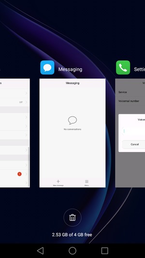 Select the Delete  icon to close all running apps
