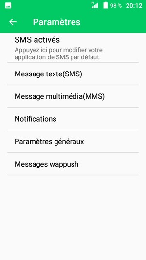 Sélectionnez Message texte(SMS)