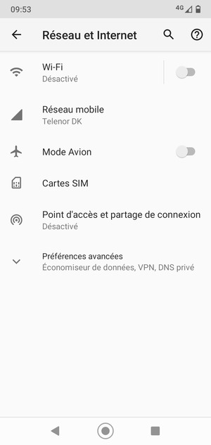 Sélectionnez Réseau mobile