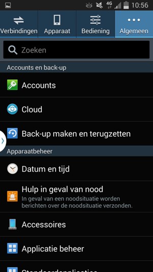Selecteer Back-up maken en terugzetten