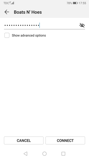 Enter the Wi-Fi password and select CONNECT