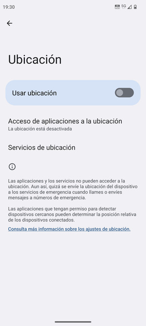 Desactive Usar ubicación