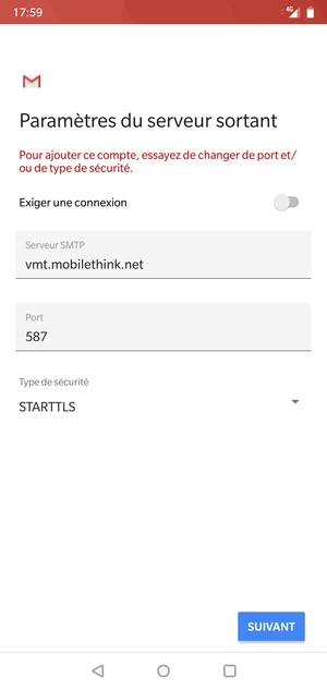 Sélectionnez Type de sécurité