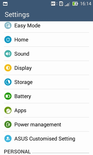Scroll to and select Power management