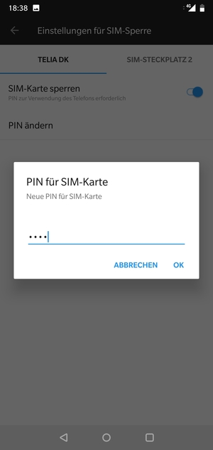 Geben Sie Ihre Neue PIN für SIM-Karte ein und wählen Sie OK