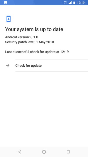 If your phone is up to date, you will see the following screen