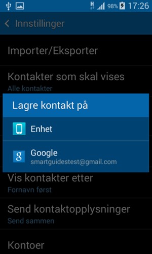 Velg din Google-konto