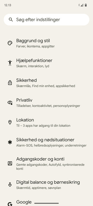 Scroll til og vælg Lokation