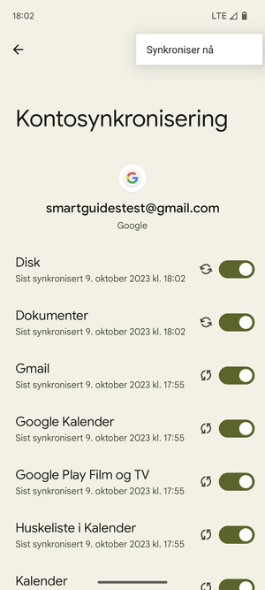 Velg Synkroniser nå