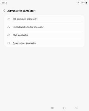 Velg Importer/eksporter kontakter